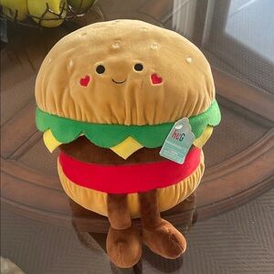 Hug Fun Burger Plush Stuffed Toy - Brown, Green, Red